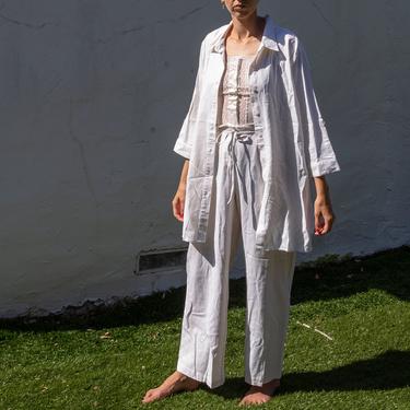90s linen pant suit | two piece set | Jessica London  | white | vintage 