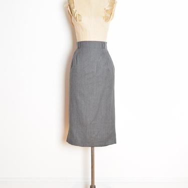 vintage 80s skirt ESCADA gray wool high waisted secretary pencil skirt S clothing 