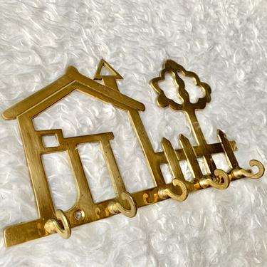 Lacy Brass Lock, Key Holder,  Wall Hanging, Hooks, Padlock, Vintage Home Decor 