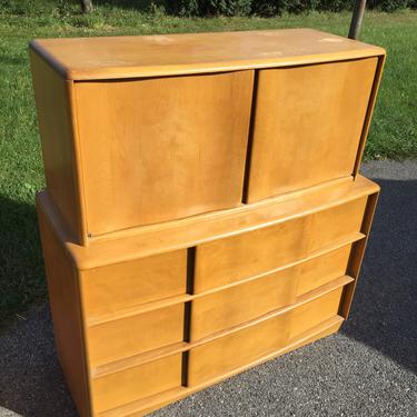 Heywood Wakefield Chest of drawers with top deck cabinet wheat 