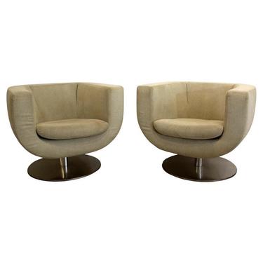 Pair of Jeffrey Bernett Tulip Swivel Armchairs Tub Lounge Chairs B&B Italia 