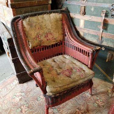 Antique wicker armchair
