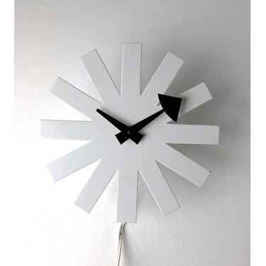 Vintage George Nelson Howard Miller White Asterisk Clock 1950's 