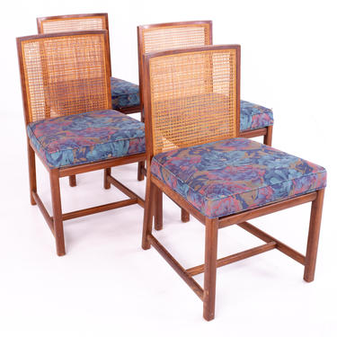 Michael Taylor for Baker Mid Century Caned Walnut Dining Chairs - Set of 4 - mcm 