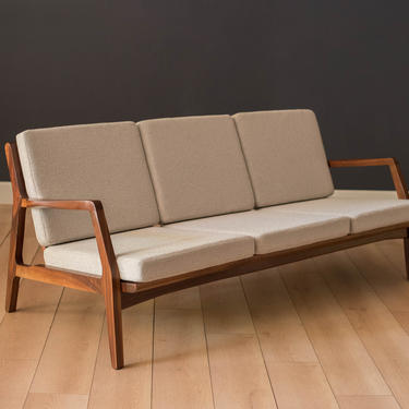 Mid-Century Modern Three-Seat Walnut Frame Sofa 