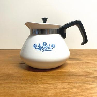 Vintage Corningware Cornflower Blue 6 Cup Teapot / Coffee Pot with Infuser 