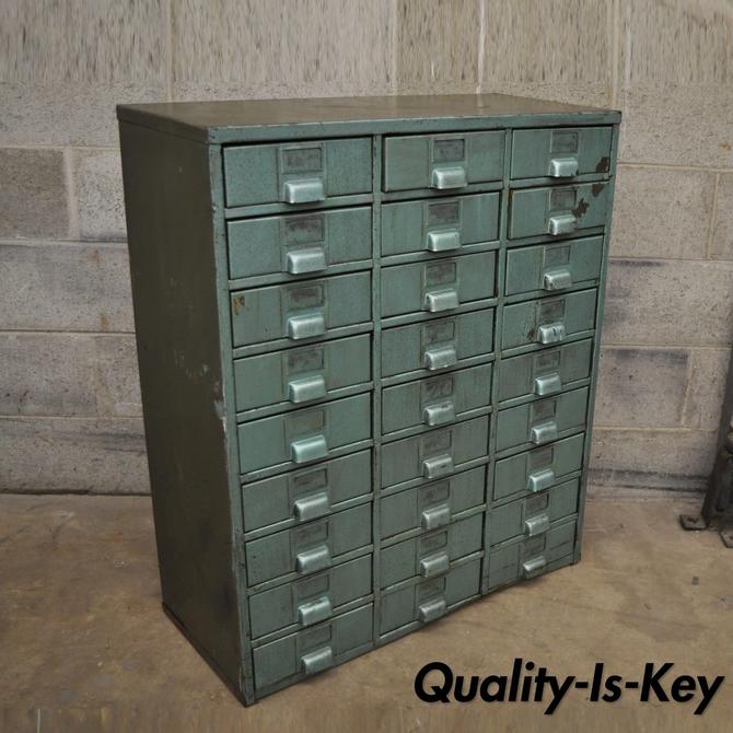 Vintage Industrial 27 Drawer Steel Cabinet Storage File Tool Chest
