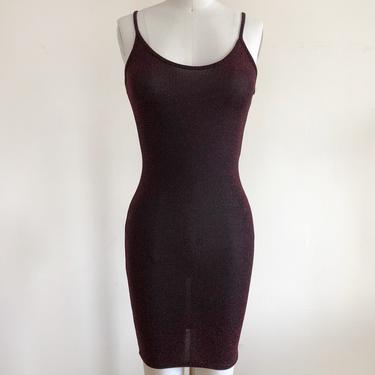 Red and Black Lurex Body-Con Mini Dress - 1990s 
