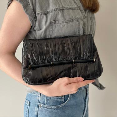 Vintage Black Eel Skin Clutch Bag 