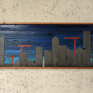 Reclaimed Wood Cityscape by Los Angeles Artist 