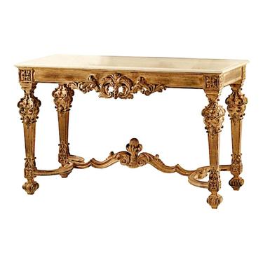 Louis IV Style Hand-Carved Gold Italian Console Table