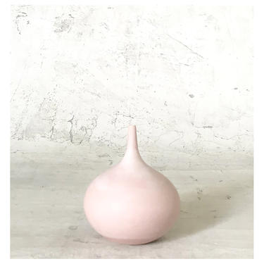 Ships Now- one small stoneware bud vase in pale pink matte by Sara Paloma Pottery .  minimal pastel bud vase dusty rose color pottery 