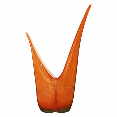 Seguso Hand Blown Orange Glass Vase with Gold Foil 1950s - SOLD