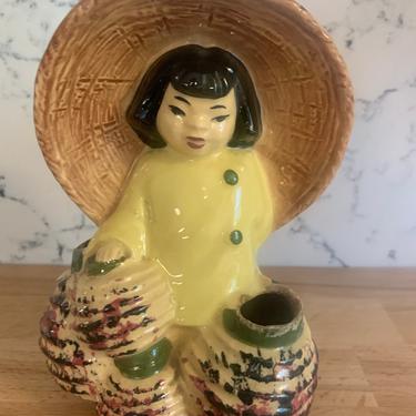 Vintage Asian Planter Made in California SBM Pottery Ceramic Stewart B McColloch Bamboo Planter 