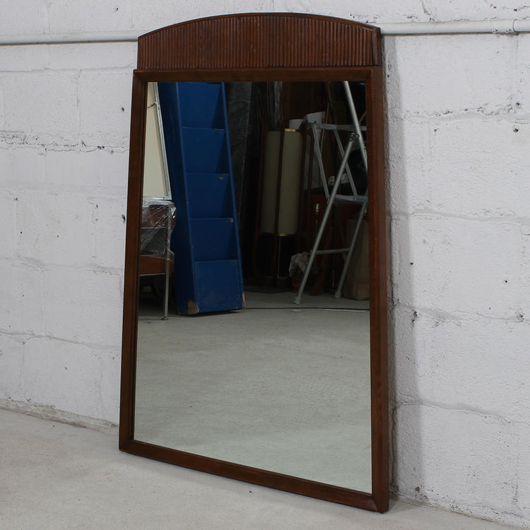 Walnut Mid Century Trapezoidal Mirror