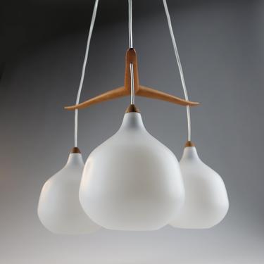 3-Light pendent lamp by Östen &amp; Uno Kristiansson for LUXUS, Vittsjö, Sweden