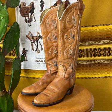 Vintage Acme 1970s Leather Cowboy Boots Tall Shank Women’s 6.5 Narrow 