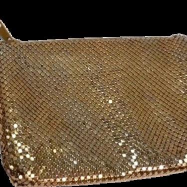 70’s Show Stopping Shiny Gold Metal Mesh Clutch by Whiting And Davis