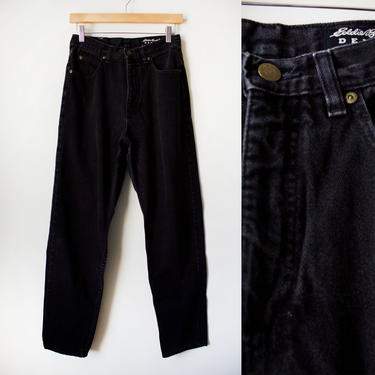 Vintage 90s Black Straight Leg Eddie Bauer High Rise Jeans 26&amp;quot; Waist 