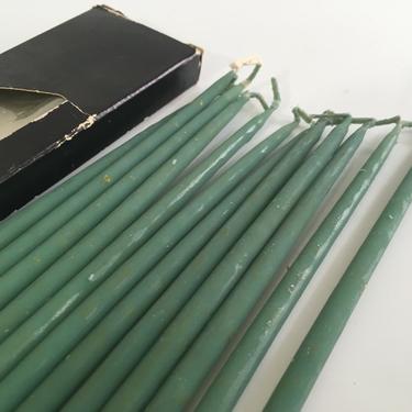 Vintage Taper Candle Danish Candles Tapers Retro Home Decor Mid-Century Hollywood Regency Green Scandinavian Design 1960s NOS Deadstock 