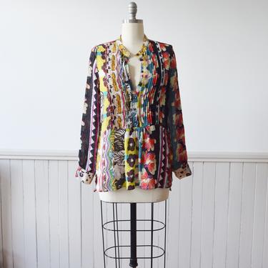 Etro Mixed Print Silk Blouse | Tunic Blouse | Designer Vintage | M 