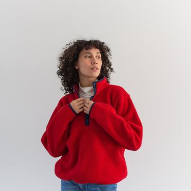 Vintage Red Fleece LL Bean Pullover Sweatshirt | M L  | 