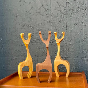 Scandinavian Wood Reindeer Figurines