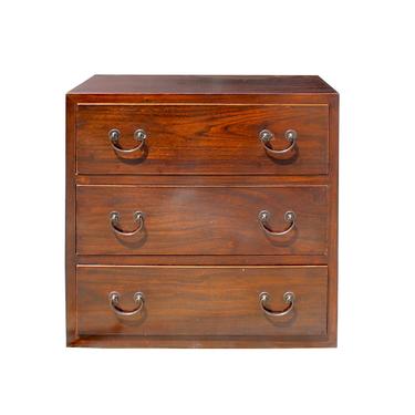 Oriental Asian Metal Hardware Chest of 3 Drawers Cabinet cs5746S