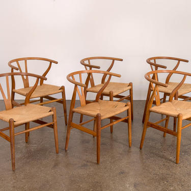 Set of Six Hans Wegner Wishbone Chairs 
