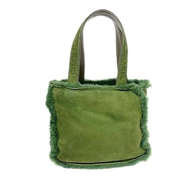 Chanel Green Fur Logo Shoulder Bag