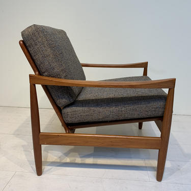 Original Mid-Century Modern Danish Solid Teak Lounge Chair by Skobvy 