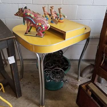                   Retro yellow dining table with leaf . $150