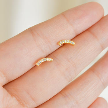 S925 sterling silver gold filled Tiny Bar Stud Earrings, CZ dainty earrings, gold bar studs, gold small stud earrings, silver stud earrings 