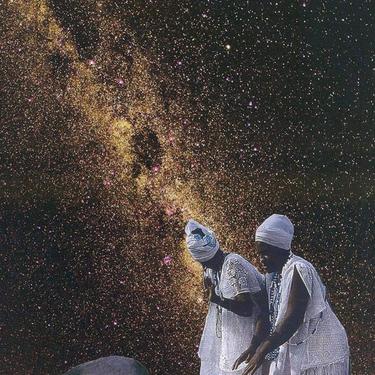 Taming Cosmos African American Art 5x7 small Print Collage Print 