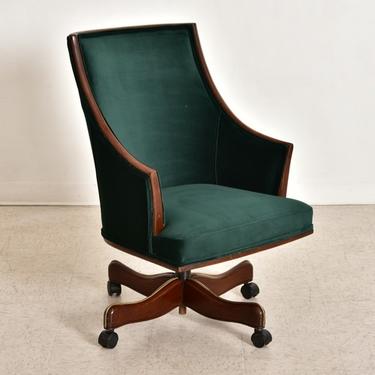 Green Velvet Antique Executive Desk Chair 
