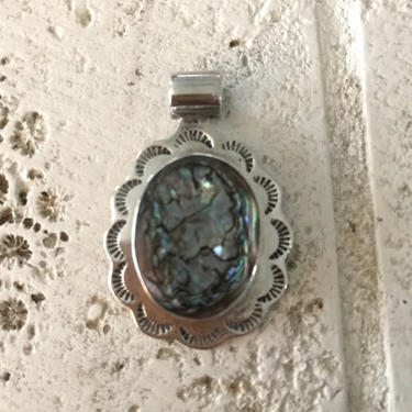 Intage Native American Sterling Abalone Pendant Stampings ATI Mexico 925 