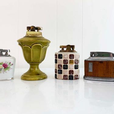 ONE Vintage Mid Century Table Lighter Ronson Ceramic Varaflame Collectible Ceramic Chrome Art Deco Style 1950s Butane Gas 