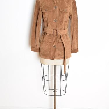 vintage 90s jacket Ralph Lauren dry goods brown leather suede safari coat M hippie 