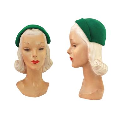 1940s Kelly Green Hat - 1940s Green Hat - 1940s Womens Green Hat - Vintage Kelly Green Hat - 1940s Bonnet - 1940s Cloche Hat - 1940s Hat 