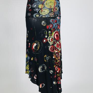 Jean Paul Galtier Maille Femme Printed Mesh Asymmetrical Skirt