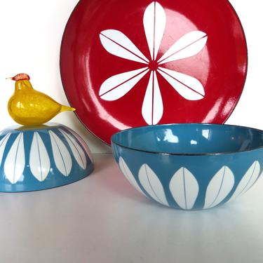 Vintage Blue And White Cathrineholm Lotus Enamel Bowl,  5 1/2&quot; Danish Modern Enamelware Bowl 