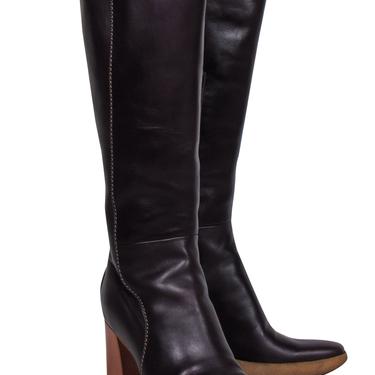 Tod's - Deep Plum Smooth Leather Boots w/ Block Heel Sz 7