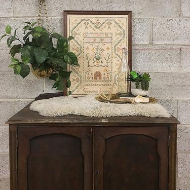 LOCAL PICKUP ONLY Vintage Cross Stitch 1960s Retro Alphabet and Floral Wall Art Embroidery of Flowers and Family on Linen in Wood Frame 