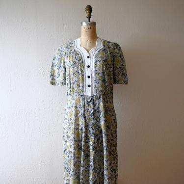 1930s 1940s dress . vintage floral print dress 
