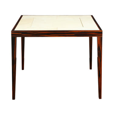 Elegant Game Table In Macassar Ebony With Lacquered Goatskin Top 1970s