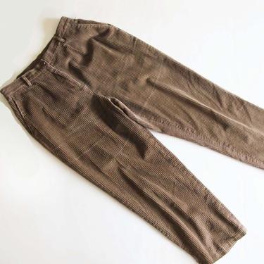 Vintage 90s Corduroy Brown Pants 30-32  - Light Brown Wide Wale Womens Corduroy Trousers - Elastic Waist Corduroy Chunky Pants 90s Clothing 