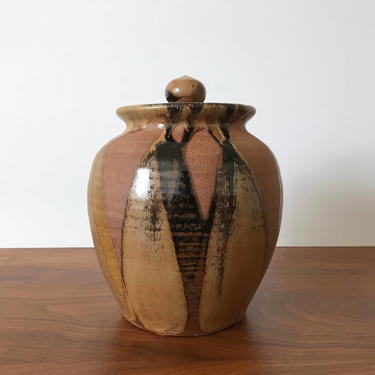 Handmade Studio Pottery Lidded Jar by Leon Roloff of San Diego Allied Craftsmen 