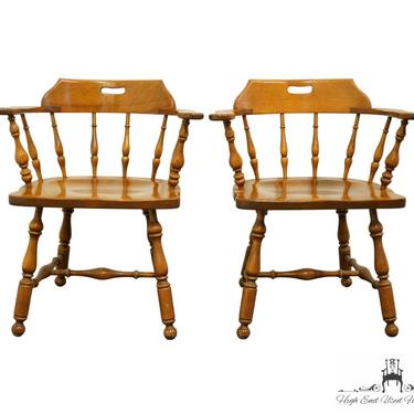 Set of 2 ETHAN ALLEN Heirloom Nutmeg Maple Dining Pub Style Arm Chairs 10-6031 by HighEndUsedFurniture
