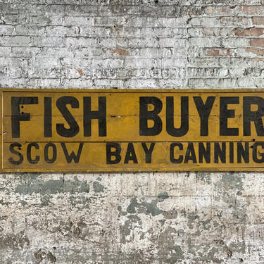 Hand-Painted Scow Bay Alaska Wood Fish Buyer Trade Sign 
