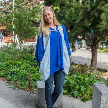 Hooded Kimono Cardigan with Pockets in Blue